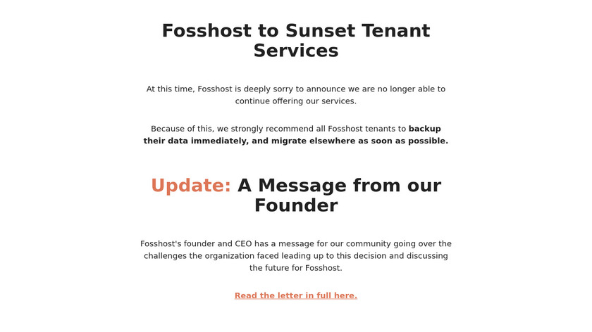 Fosshost Landing Page