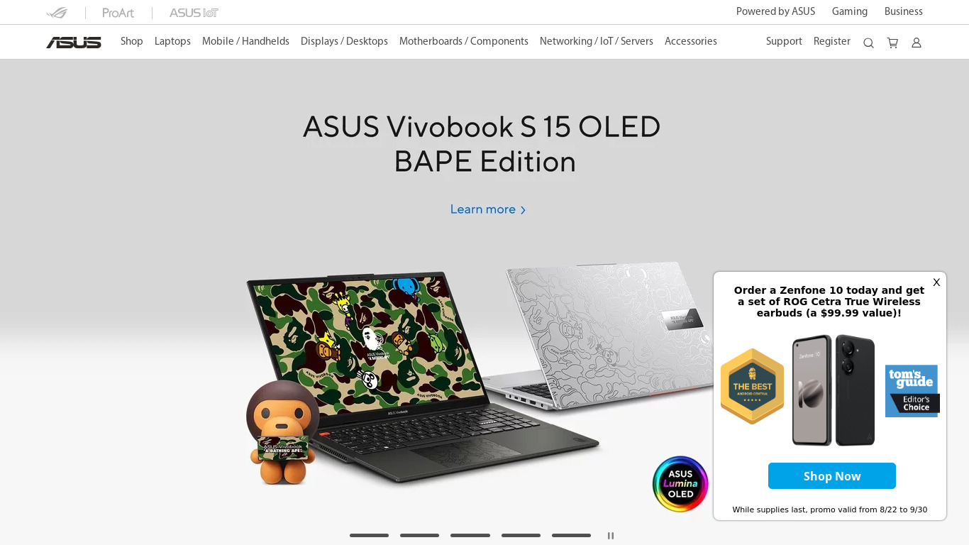 ASUS Gallery Landing page