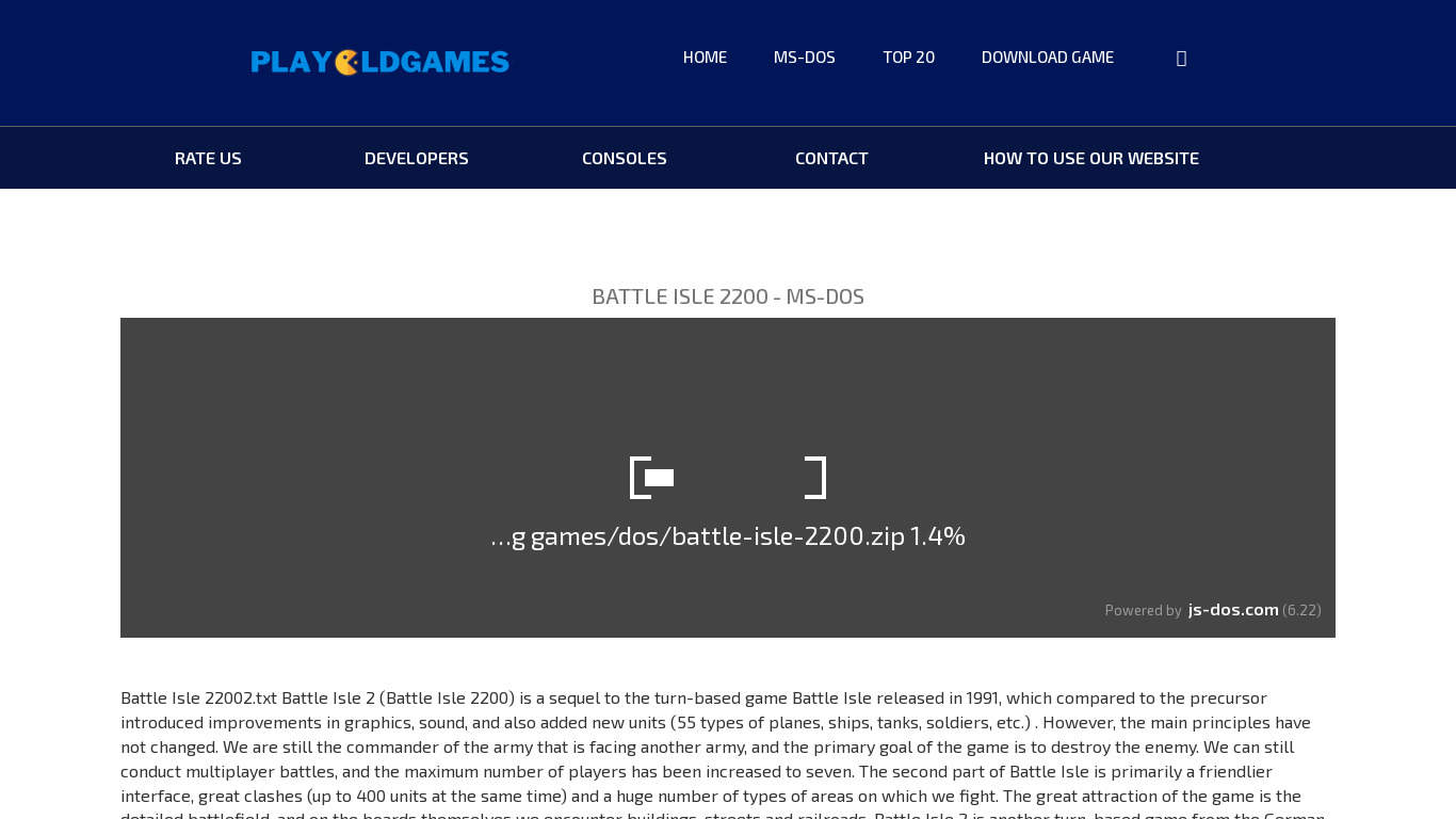 Battle Isle 2200 Landing page