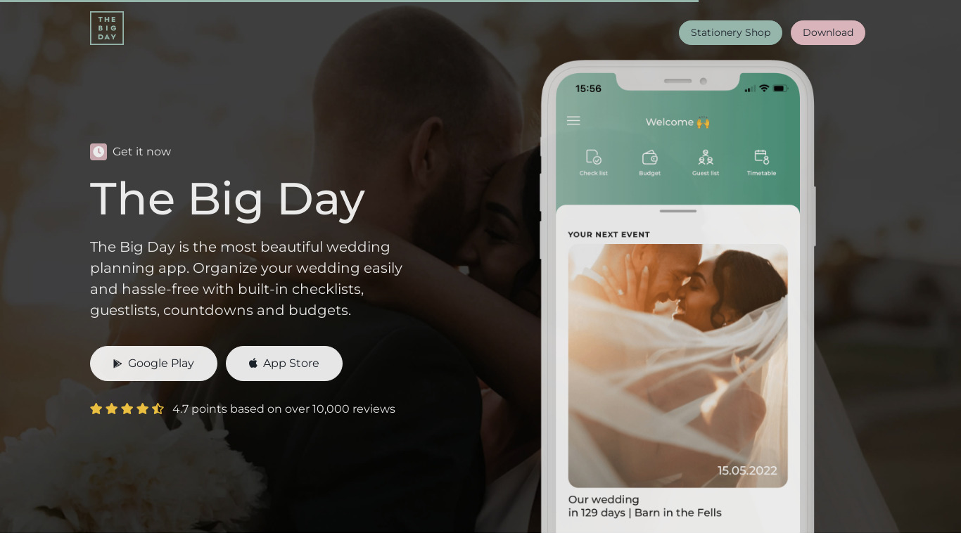 The Big Day Landing page