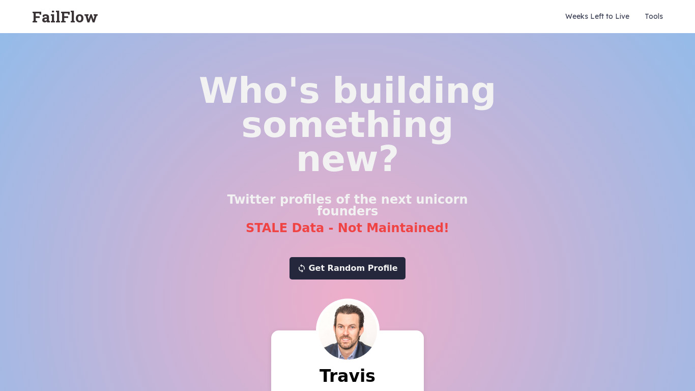 Who's Building Something New? Landing page