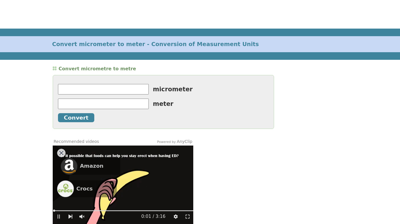 Micrometer to Meter Landing page