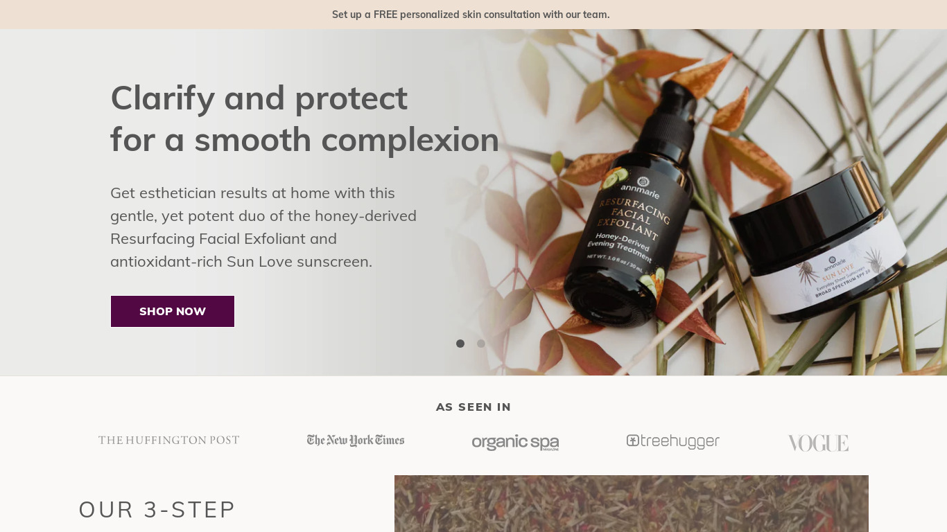 Annmarie Skin Care Landing page