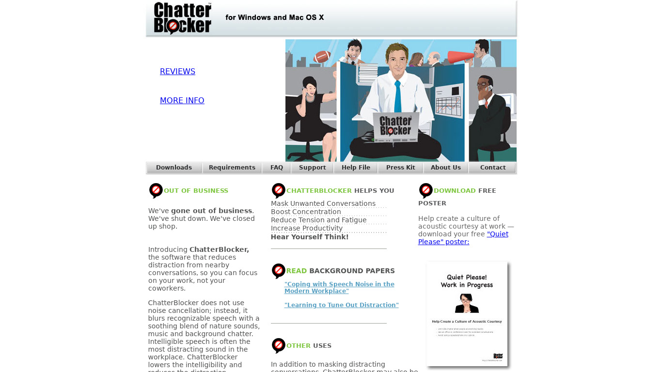 ChatterBlocker Landing page