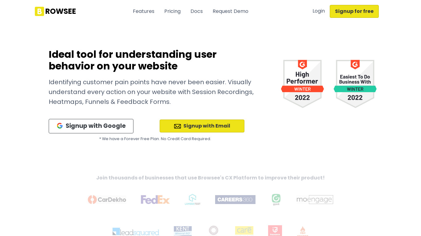 Browsee Landing page