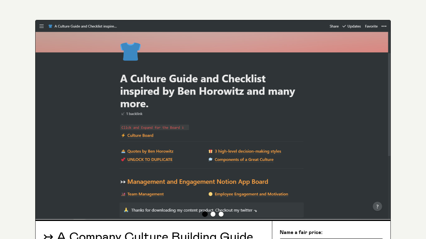 Company Culture Building Checklist Landing page
