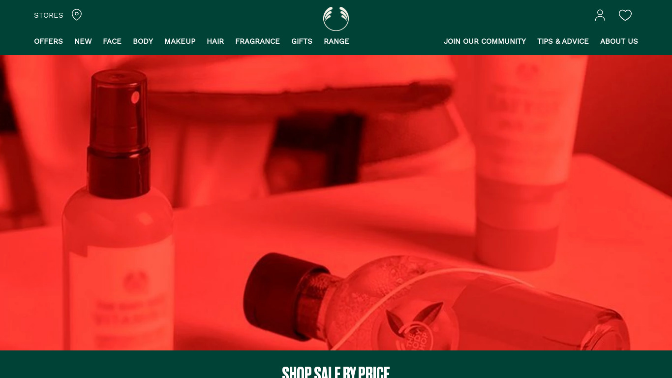 The Body Shop Landing page
