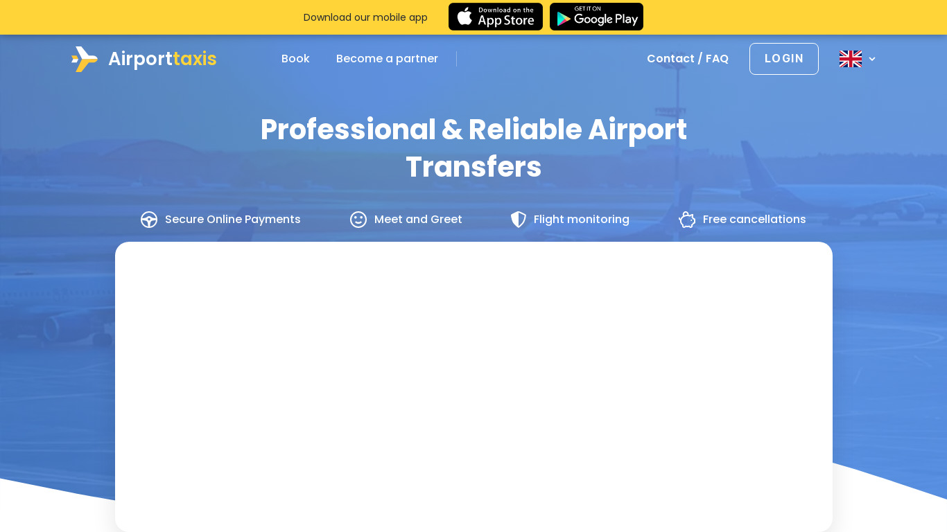Airporttaxis.com Landing page