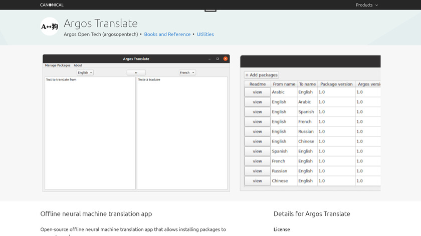 snapcraft.io Argos Translate Landing Page