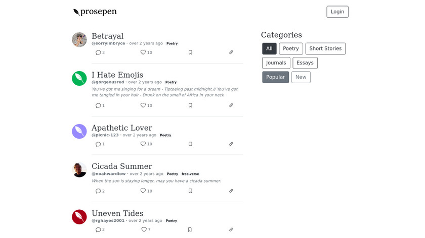 prosepen Landing Page