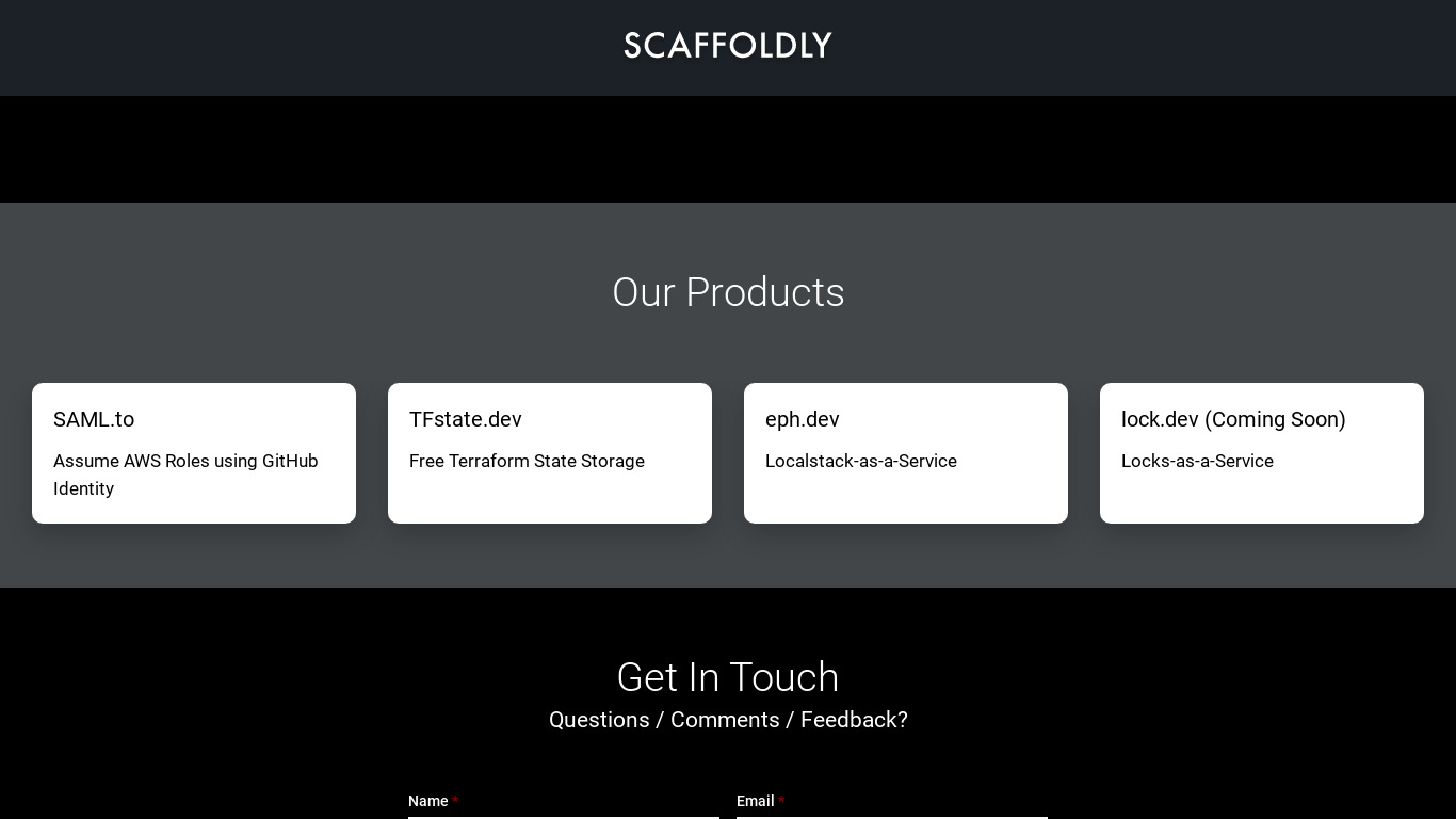 Scaffoldly Landing page