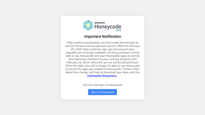 Amazon Honeycode screenshot