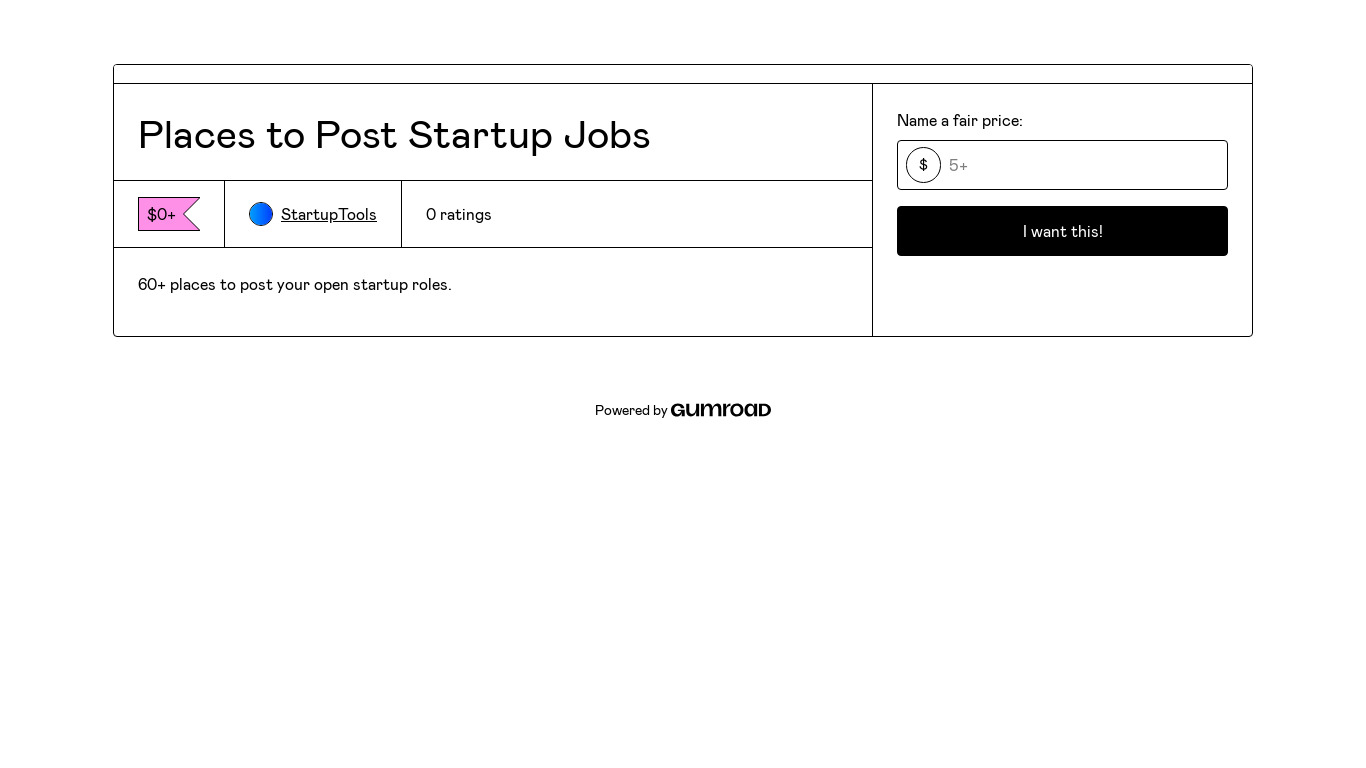 60+ Startup Job Boards Landing page