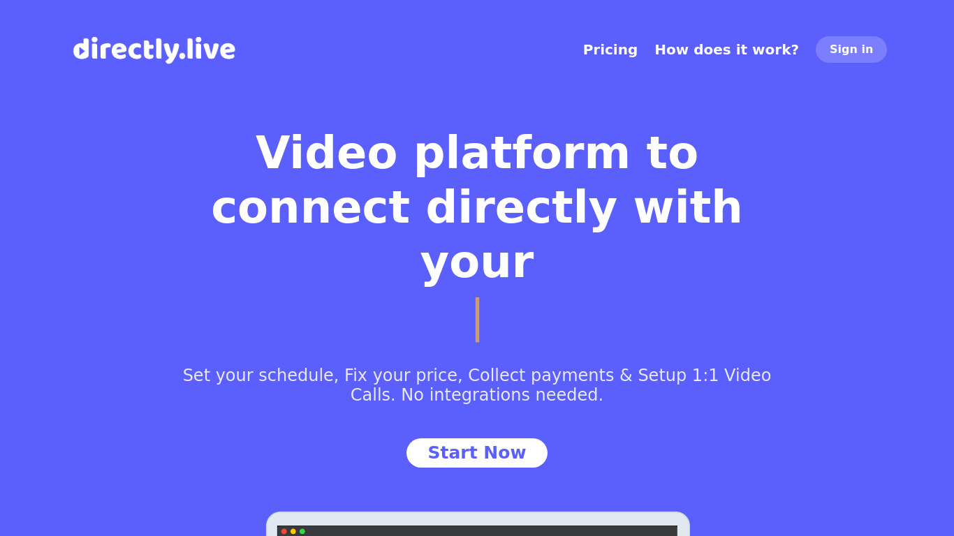 Directly Live Landing page
