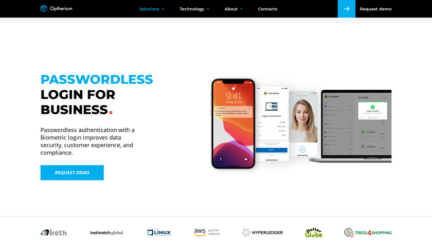 Biometric Login by Optherium Landing Page