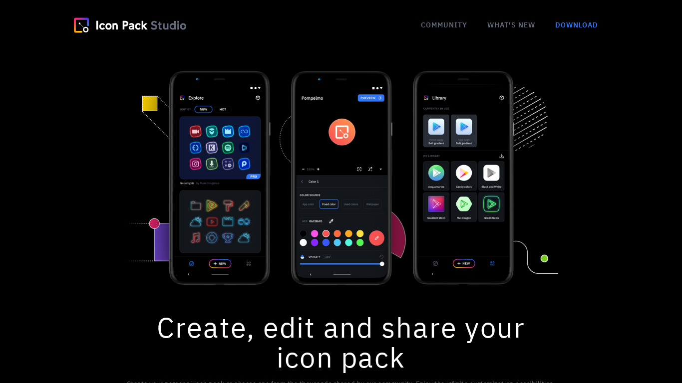 Icon Pack Studio Landing page