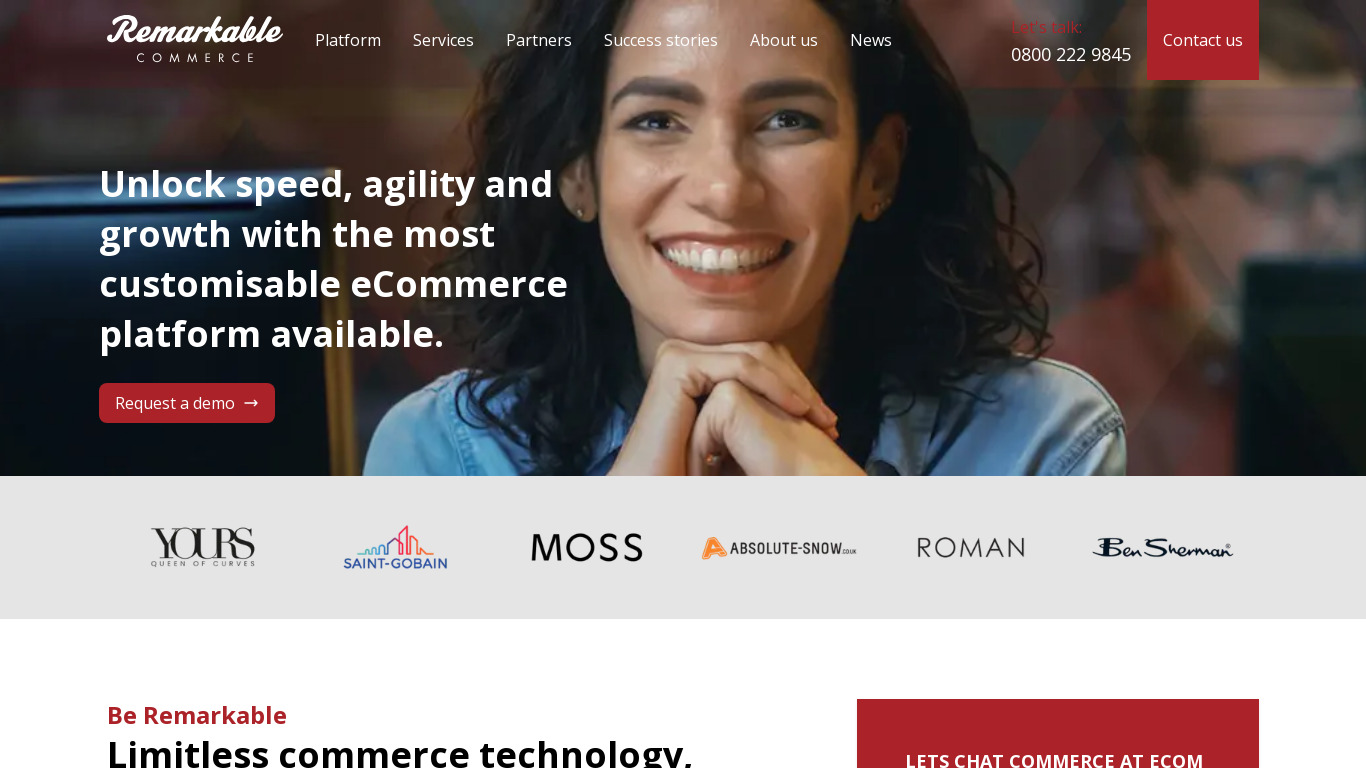 Remarkable Commerce Landing page