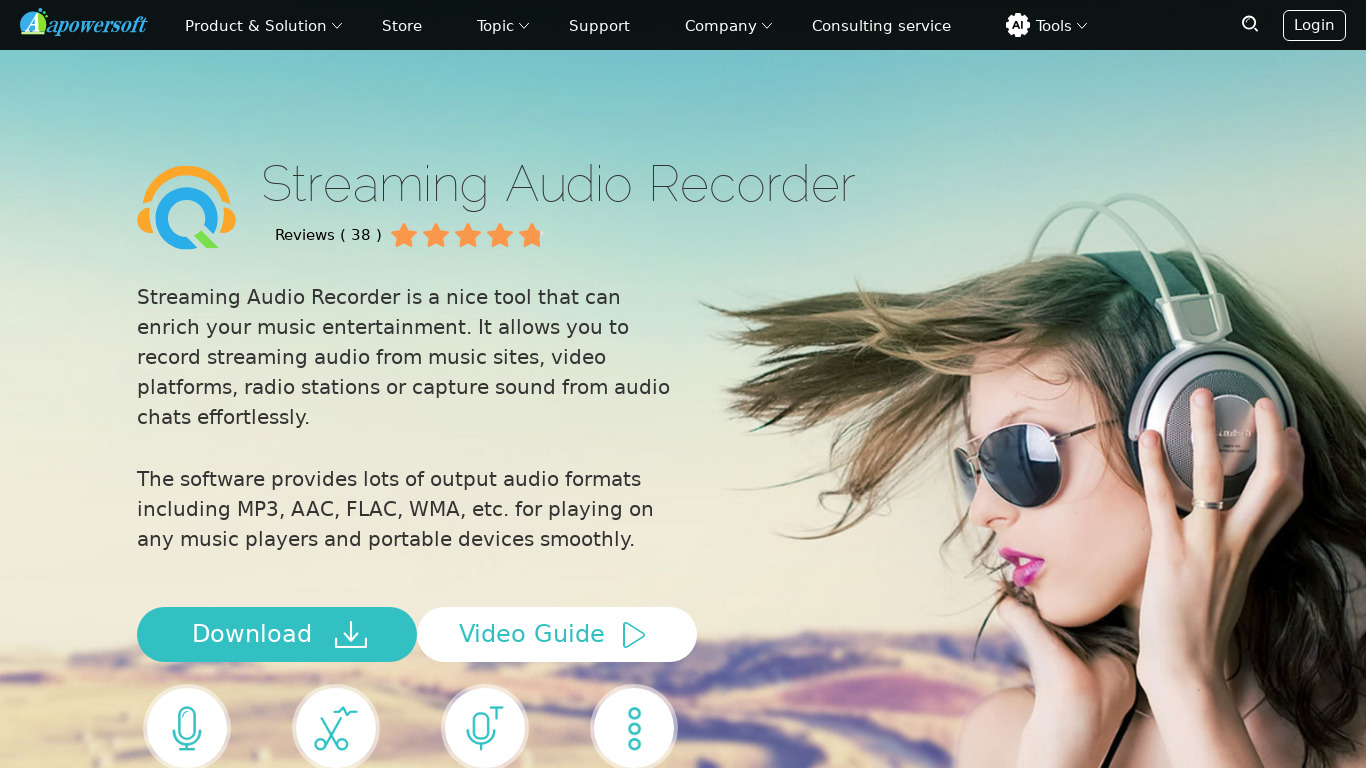 Streaming Audio Recorder Landing page