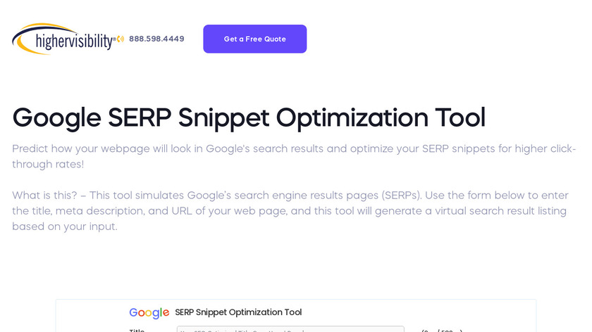 Google SERP Snippet Optimization Landing Page
