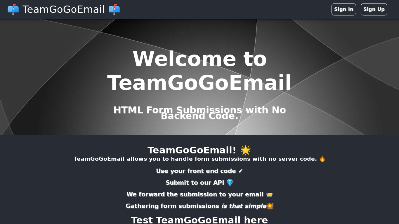 TeamGoGoEmail Landing page