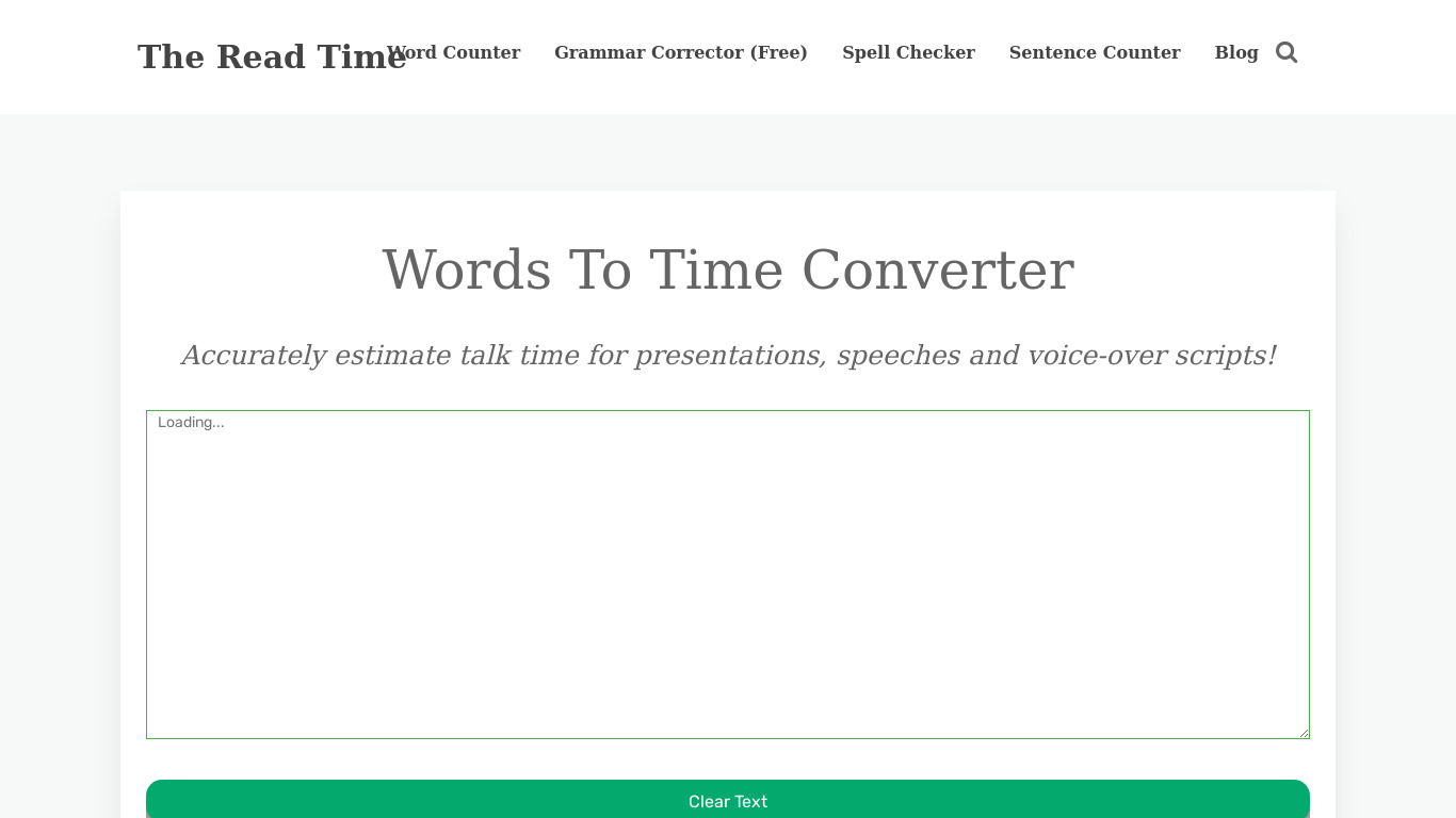 The Read Time Landing page