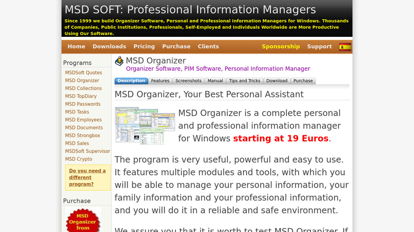 MSD Organizer Landing Page