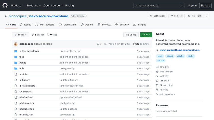 Next Secure Download Landing Page