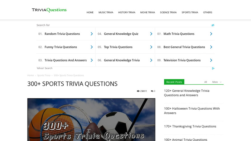 Sport Quiz Revolution Landing Page