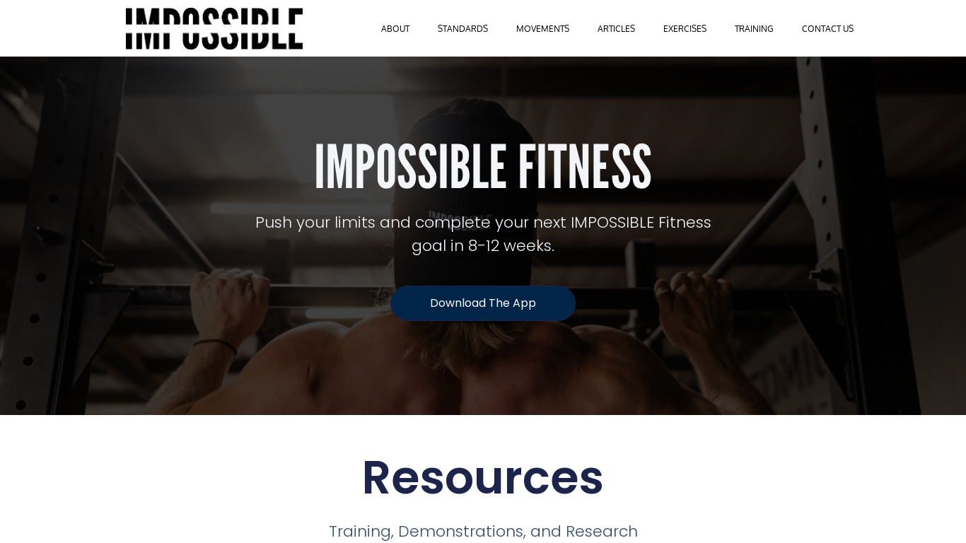 Impossible Fitness Landing page