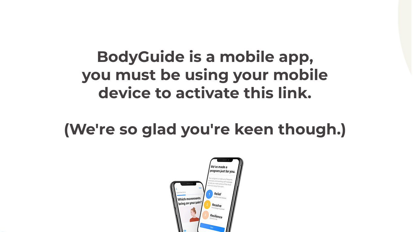 BodyGuide Landing page