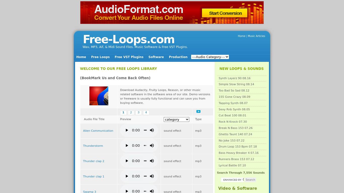 Drum Loops Sounds Effect Landing page