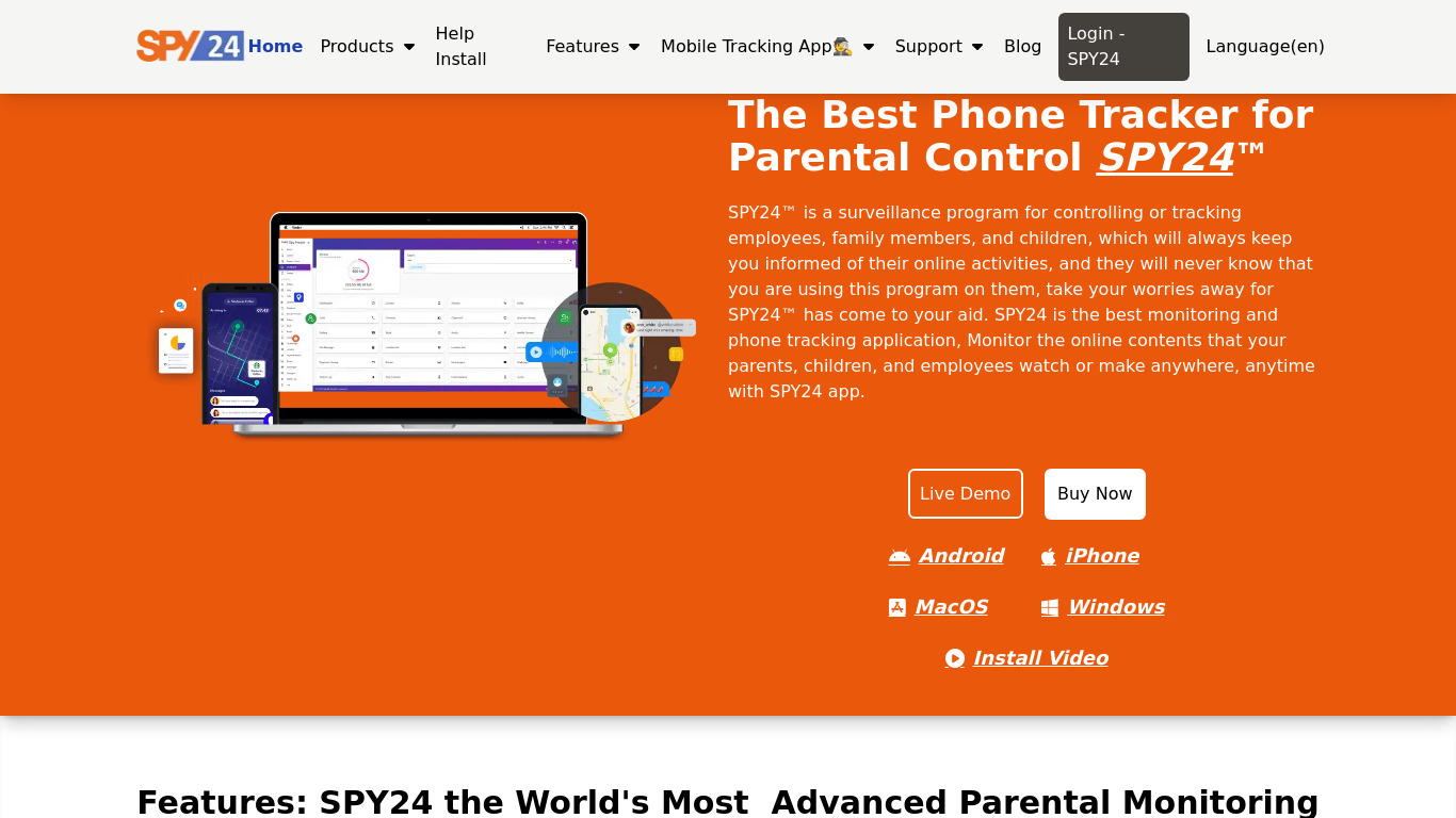 SPY24.app Landing page