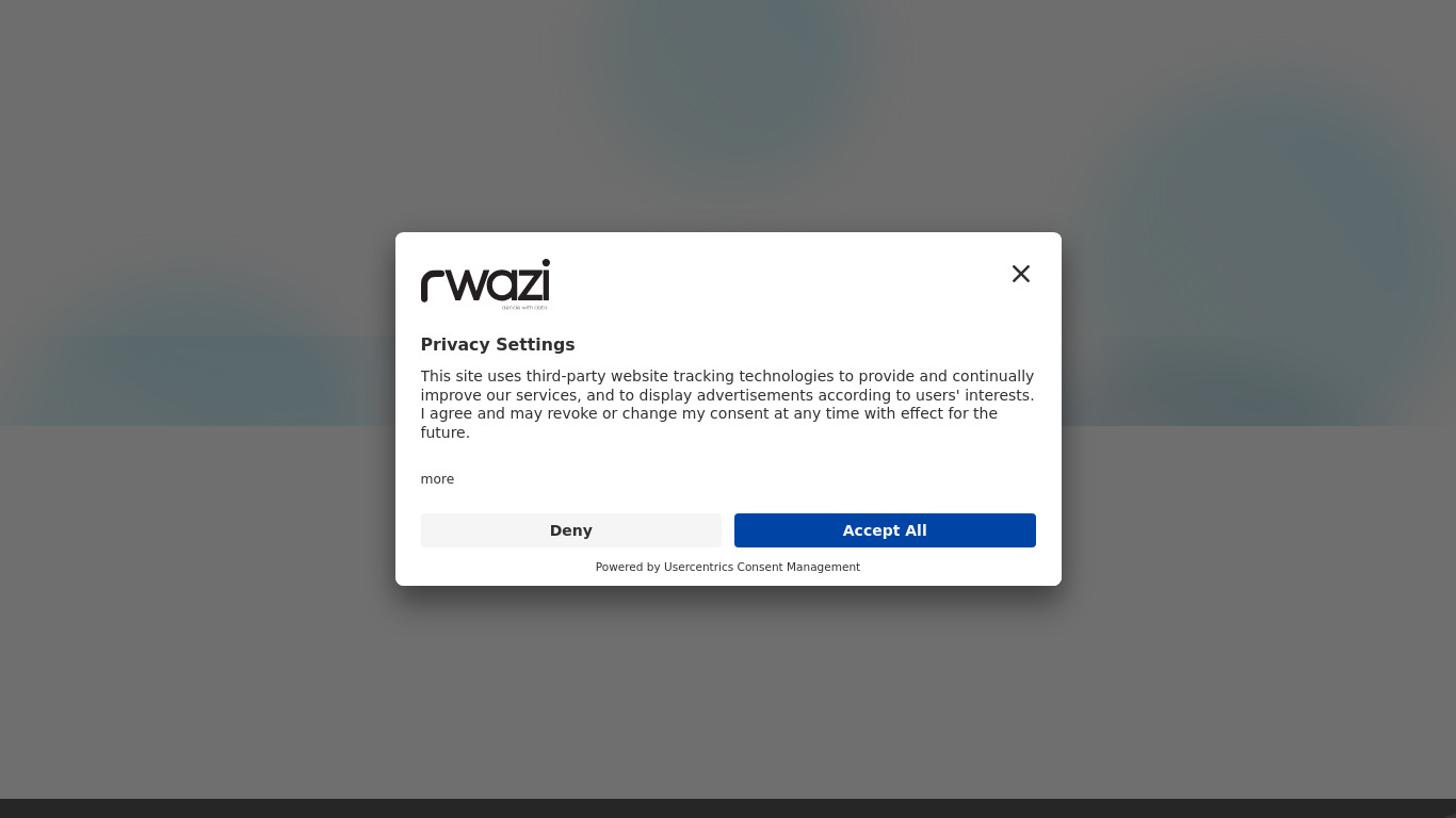 Rwazi Landing page