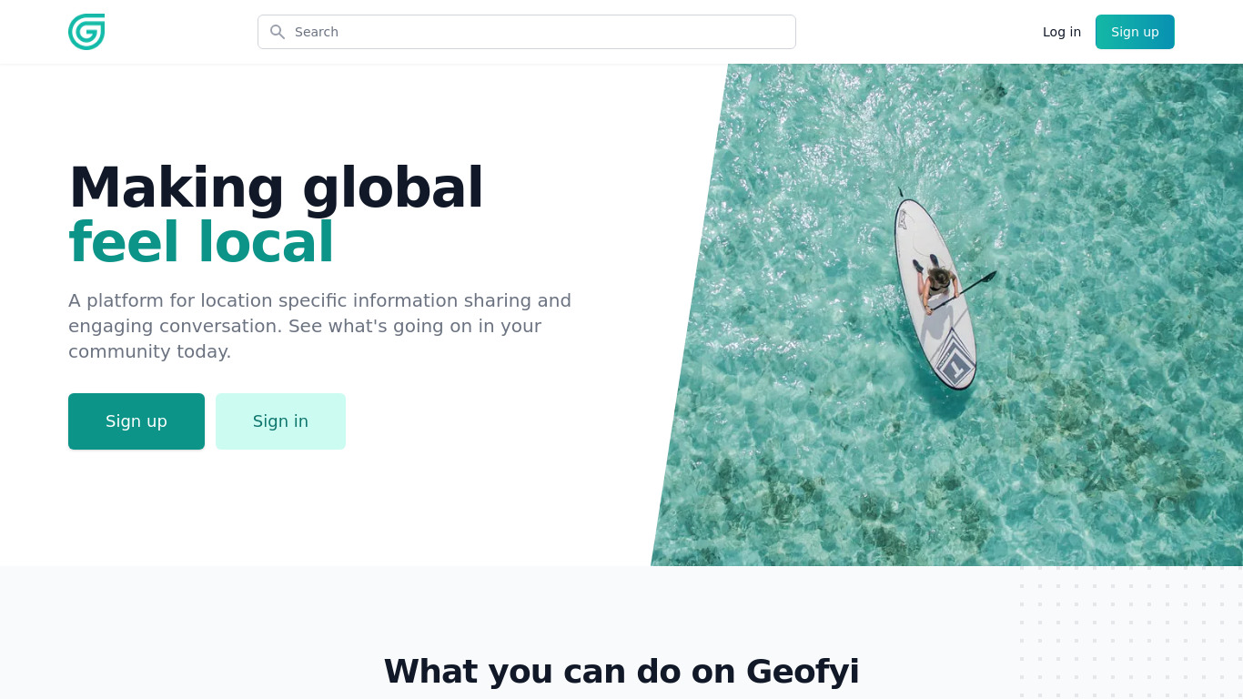 Geofyi Landing page