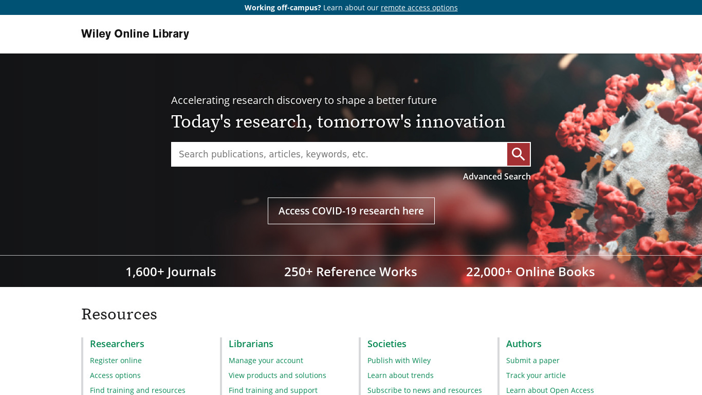 Wiley Online Library Landing page
