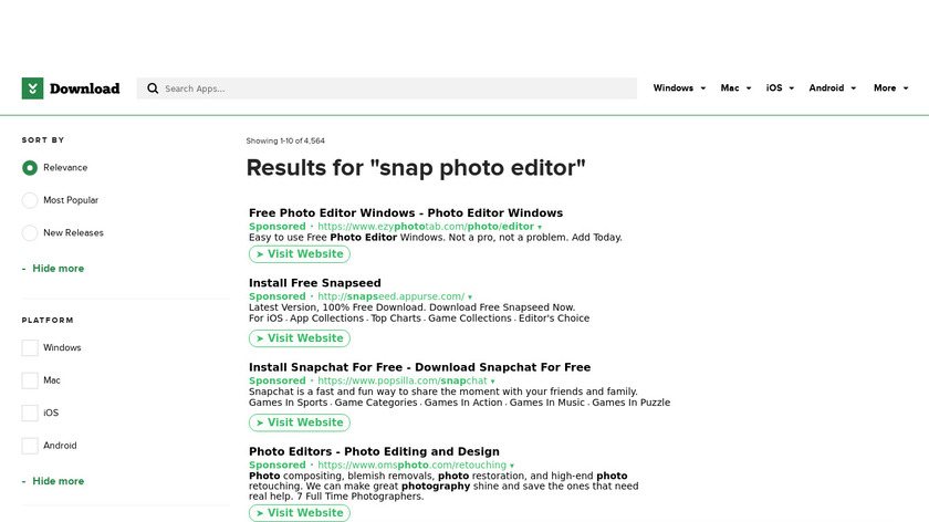 Snap Image Editor Landing Page