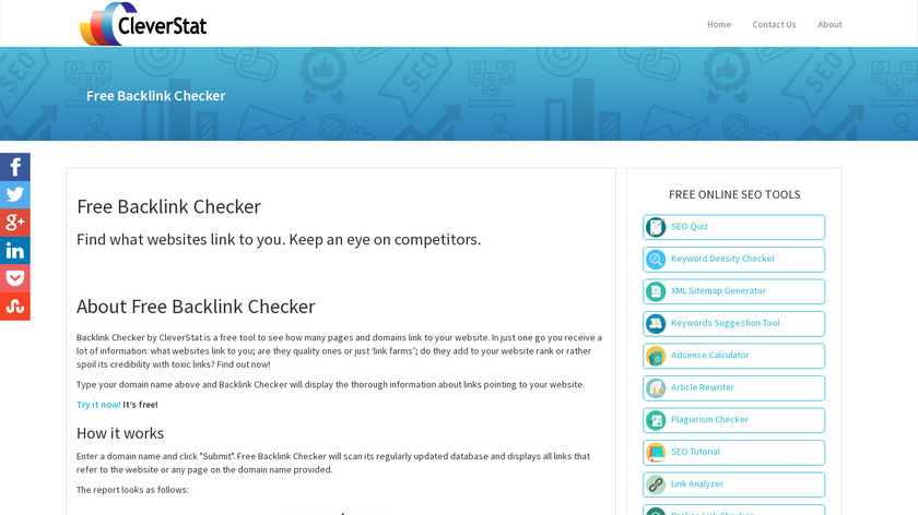 Cleverstat Backlinks Checker Landing Page