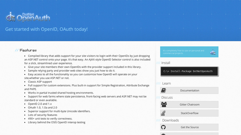 DotNetOpenAuth Landing Page