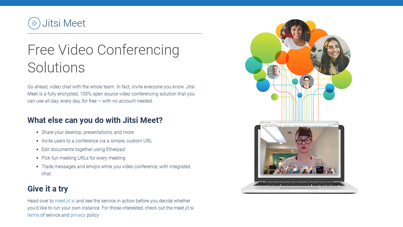 Jitsi Meetings Extension Landing page