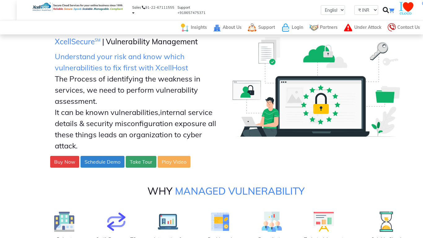 xcellhost.ae XcellSecure Vulnerability Management Landing page