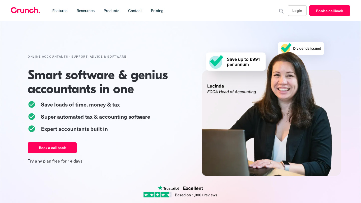 Crunch Accounting Landing page