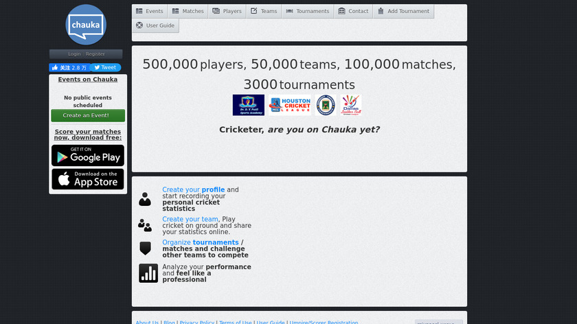 Chauka Cricket Scoring App Landing Page