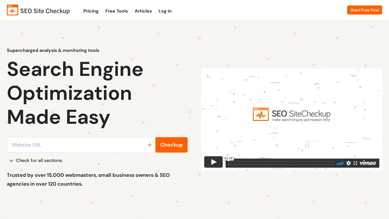 SEO Site Checkup Landing page