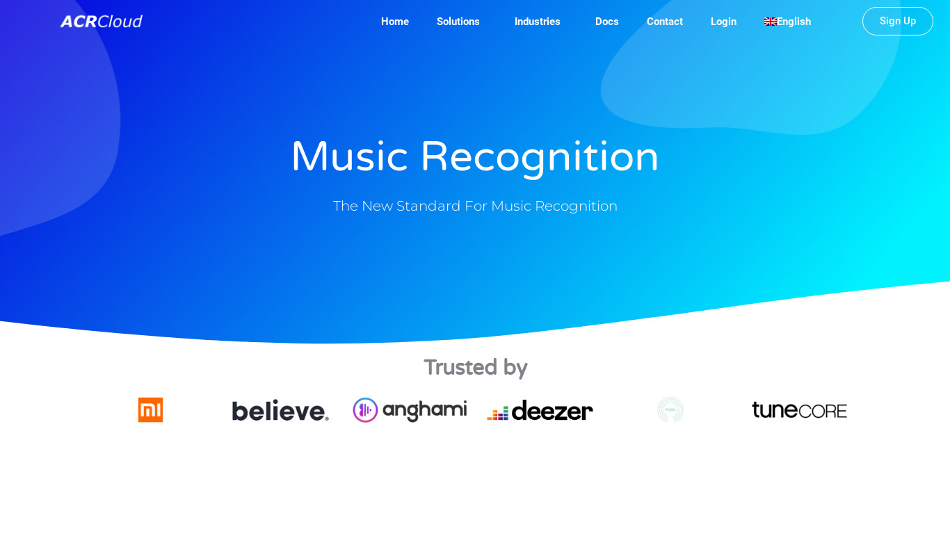 Music Recognition Landing page