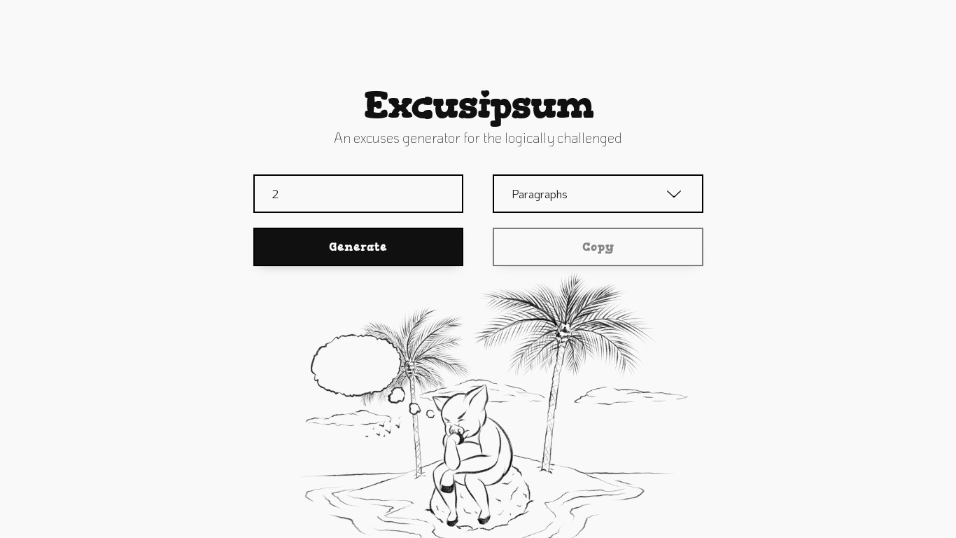 Excusipsum Landing page