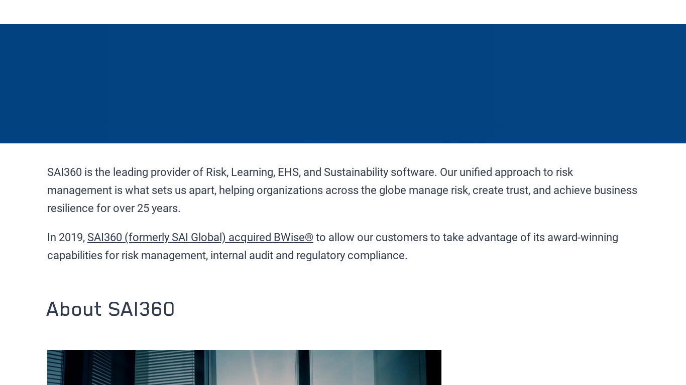 Bwise Vendor Risk Management Landing page