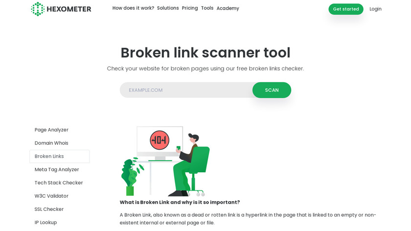 Hexometer Broken Links Landing Page