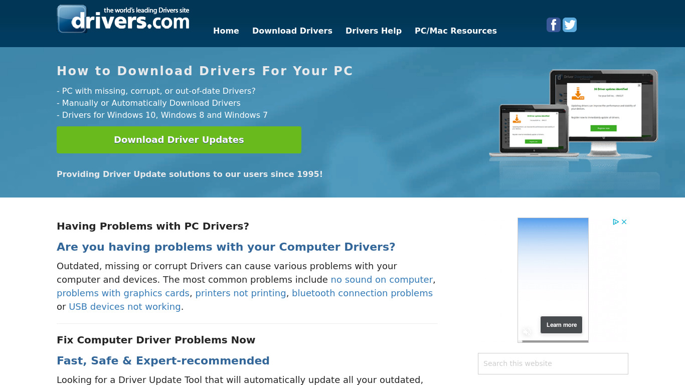 Driver Landing page