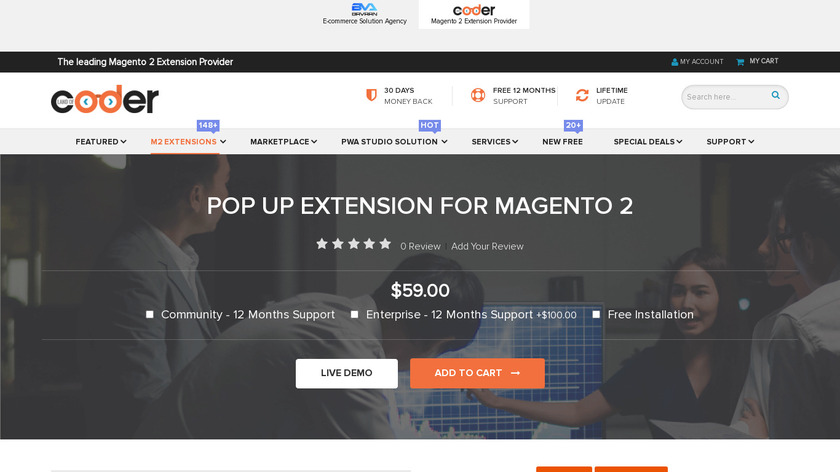 Landofcoder Magento2 Pop Up Extension Landing Page