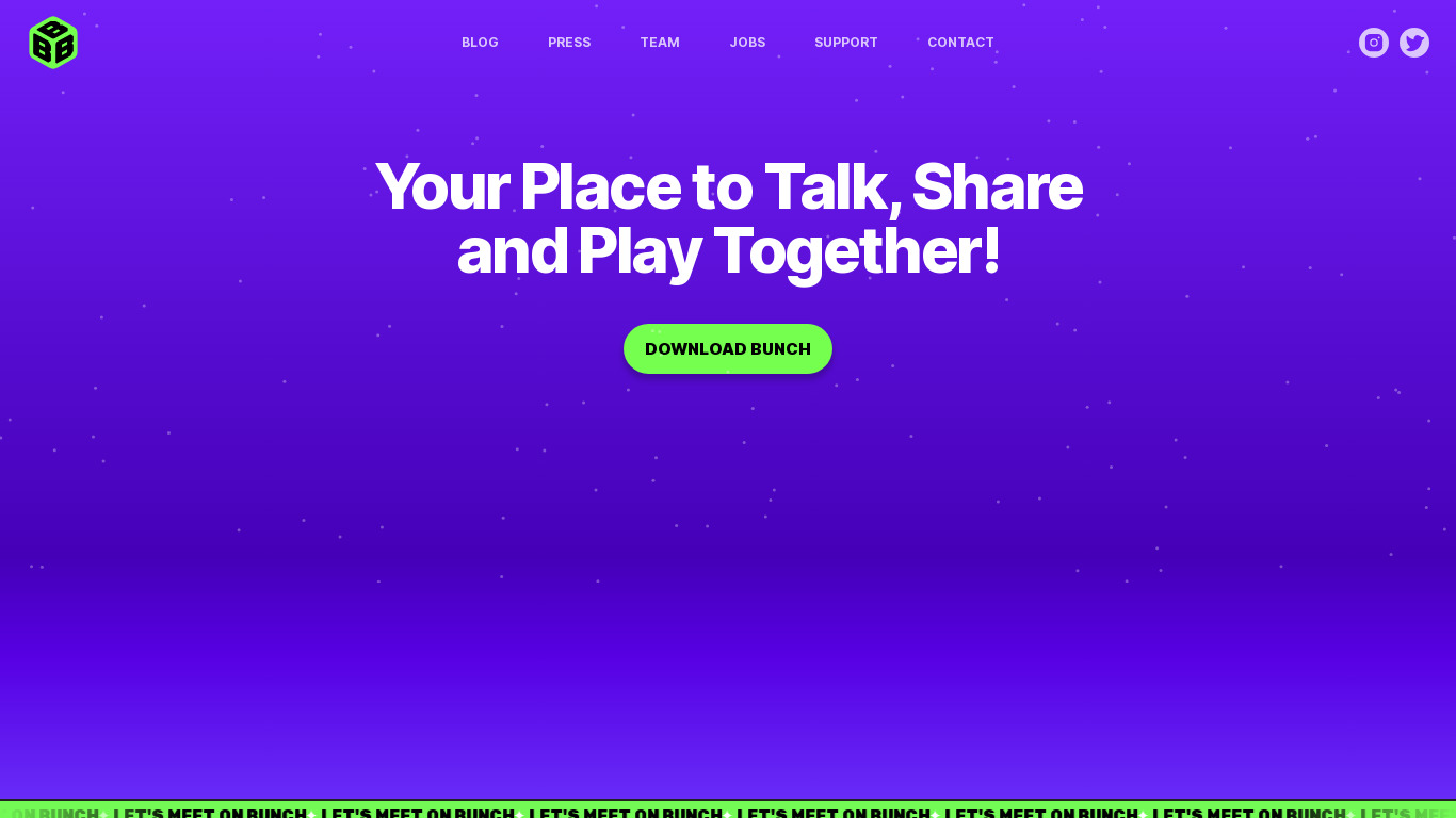 Bunch Video Chat Landing page